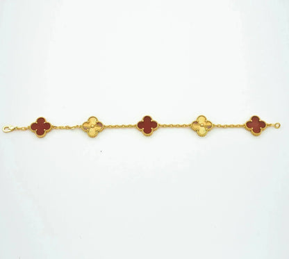 [Regalia jewelry]CLOVER  5 MOTIFS CARNELIAN GOLD BRACELET