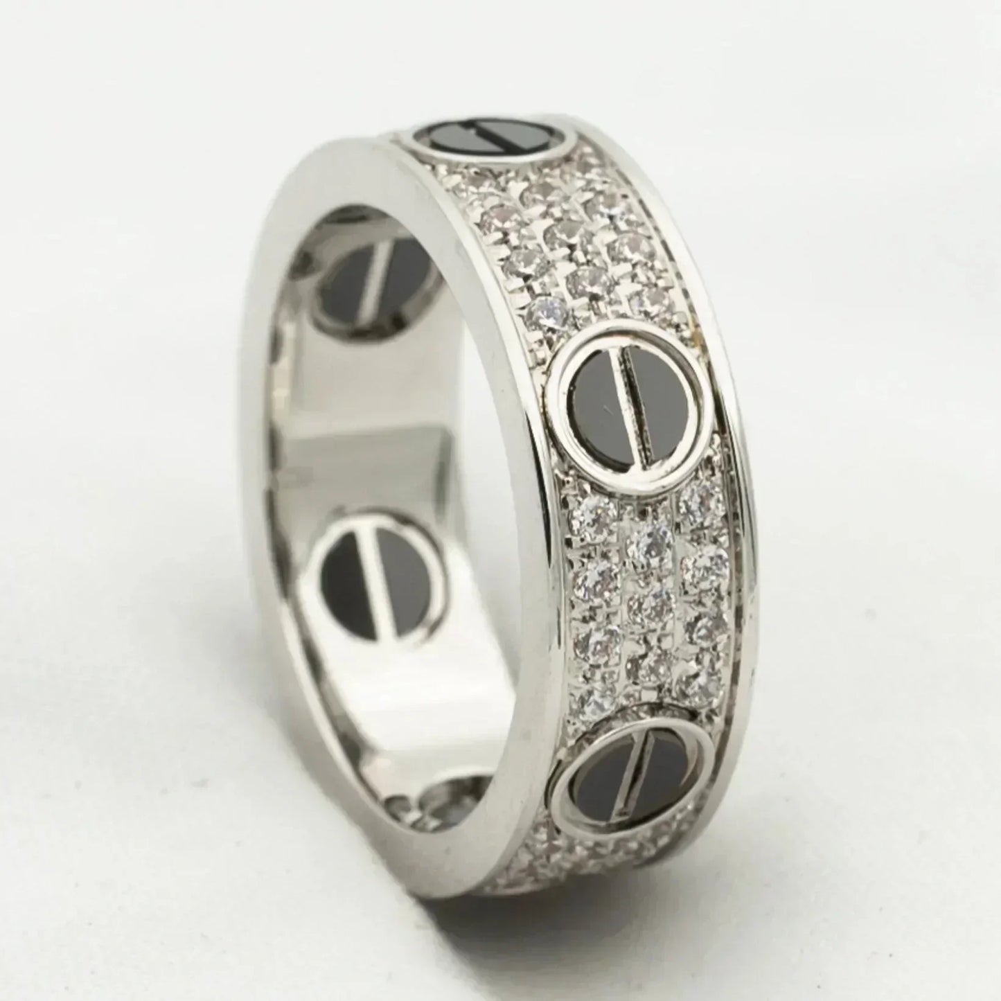 [Regalia jewelry]LOVE RING 5.5MM DIAMONDS PAVED CERAMIC