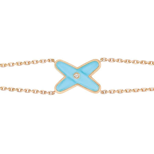 [Regalia jewelry]JEUX BRACELET TURQUOISE PINK GOLD 1 DIAMOND