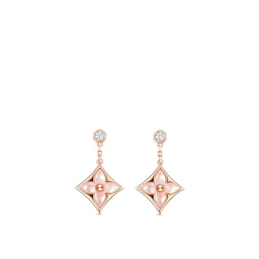 [Regalia jewelry]DOUBLE STAR PINK GOLD MOP DROP EARRINGS