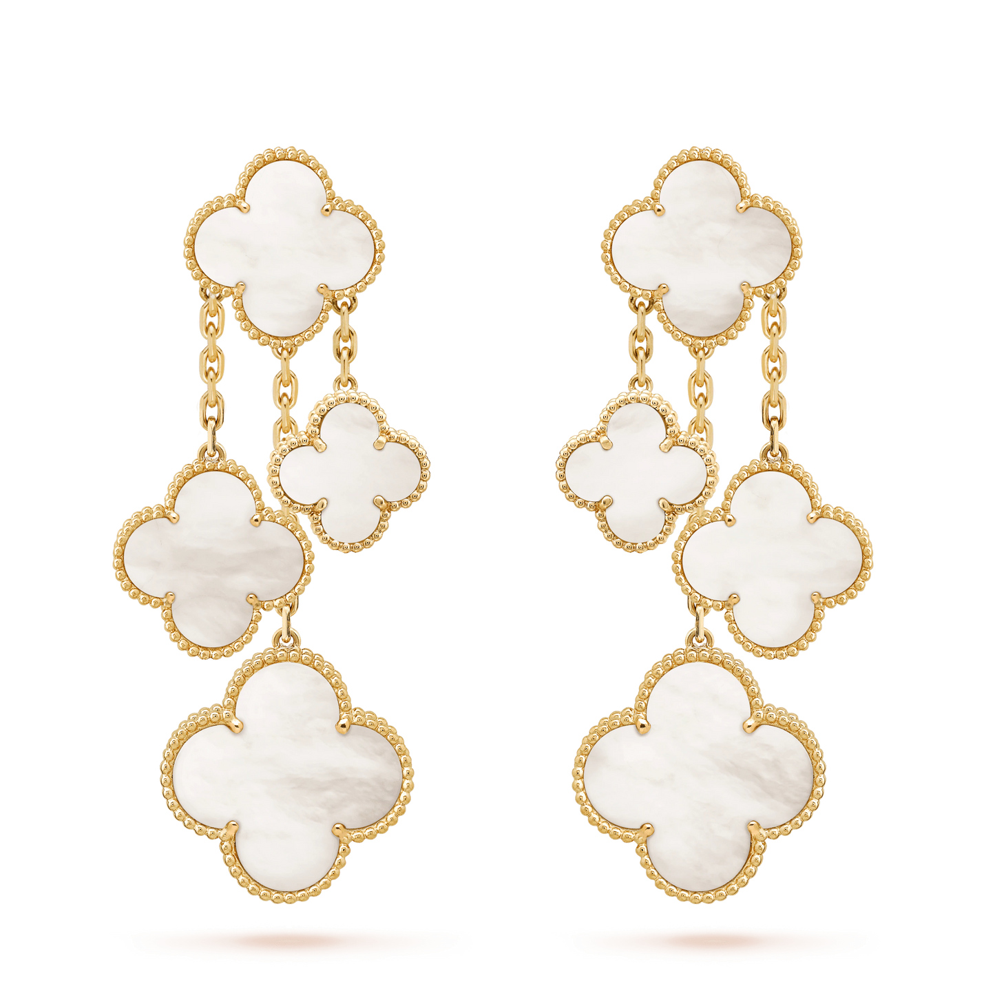[Regalia jewelry]CLOVER EARRINGS WHITE MOP 4 MOTIFS GOLD