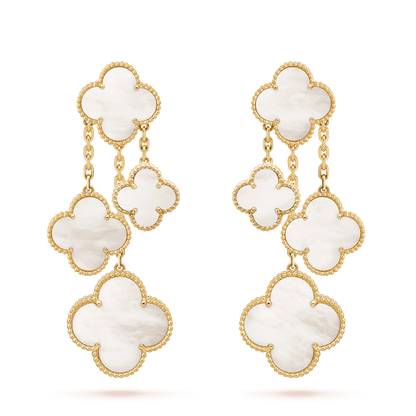 [Regalia jewelry]CLOVER EARRINGS WHITE MOP 4 MOTIFS GOLD