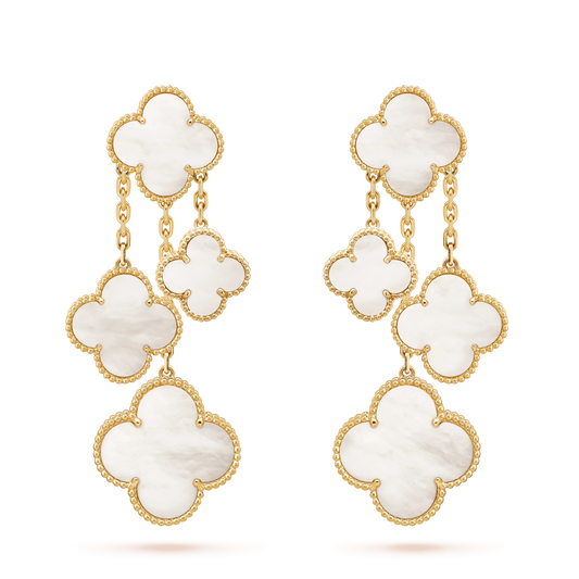 [Regalia jewelry]CLOVER EARRINGS WHITE MOP 4 MOTIFS GOLD