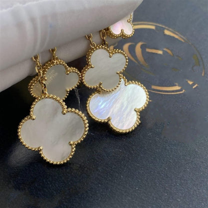 [Regalia jewelry]CLOVER EARRINGS WHITE MOP 4 MOTIFS GOLD
