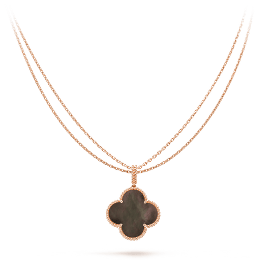[Regalia jewelry]CLOVER 25MM GOLD DARK MOP BIG CLOVER NECKLACE